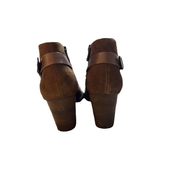 Clarks Dark Brown Suede Leather Two Toned Colorblock‎ Ankle Boots Sz 9 Western - Picture 4 of 8